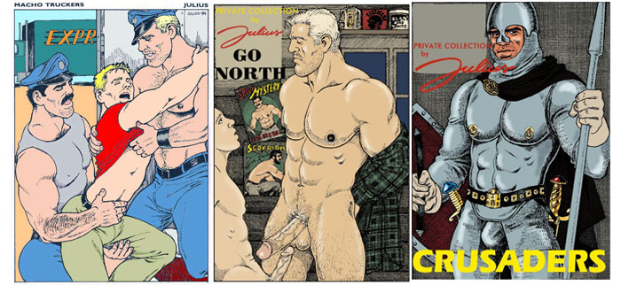 Exemple de couvertures de BD de dessins érotiques gay de Julius